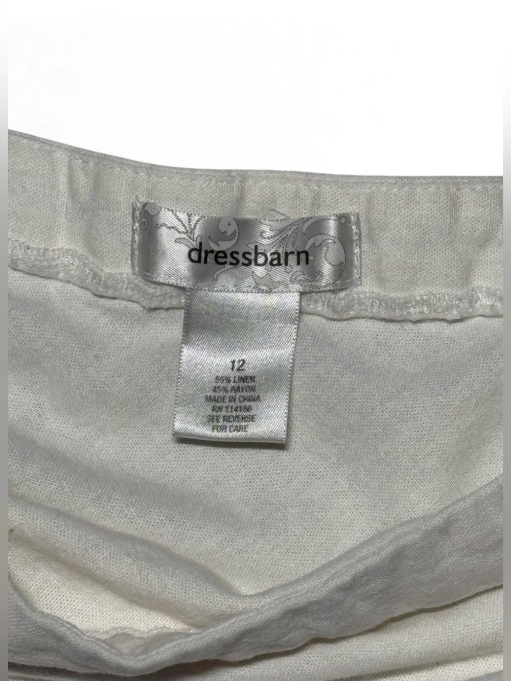 Dressbarn White Linen Blend A-Line Skirt Minimalist Coastal Summer Midi Mini 12